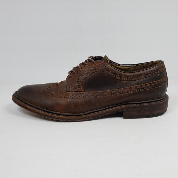 Frye James Mens Sz 11 D Brown Leather Formal Brogue Gunboat Wingtip Oxford Shoes main image 10